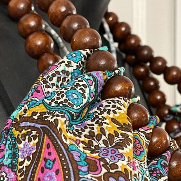 Vibrant Paisley Hobo Bag with Wooden Bead Handles - Picture 11 of 14